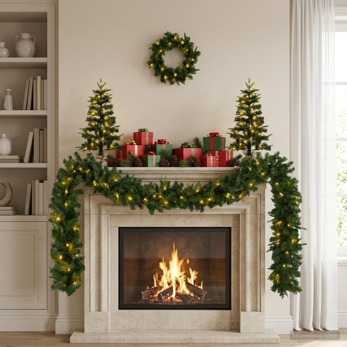 Mini kalėdinių eglučių rinkinys 45 cm 125 LED Šilta balta