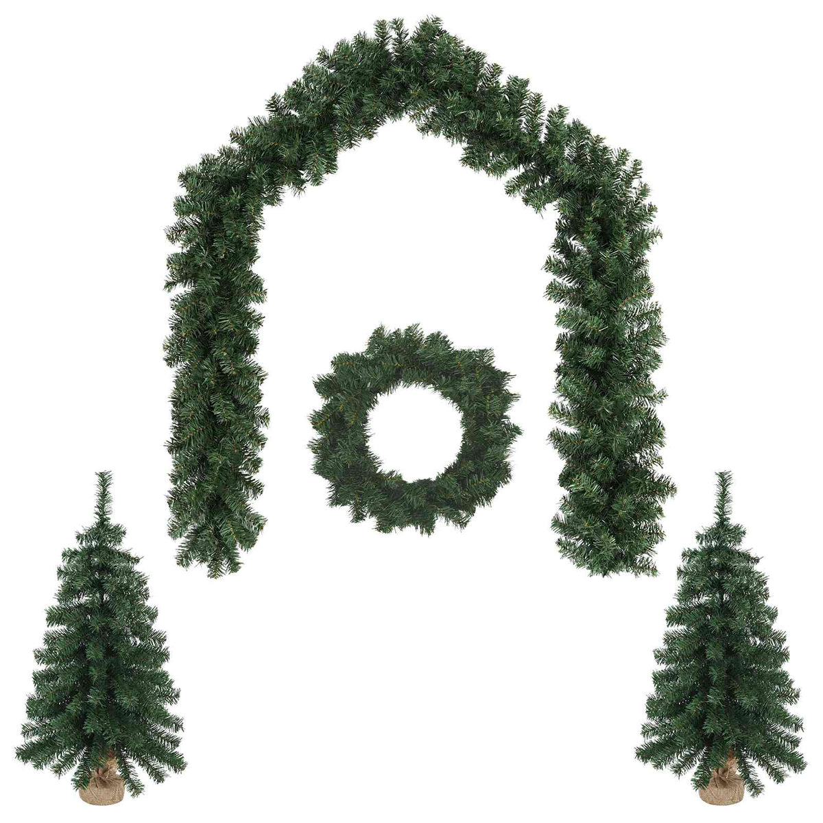 Mini kalėdinių eglučių rinkinys 60 cm PVC Žalia