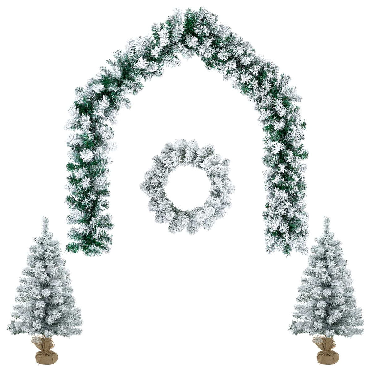 Mini kalėdinių eglučių rinkinys 60 cm PVC Žalia ir balta