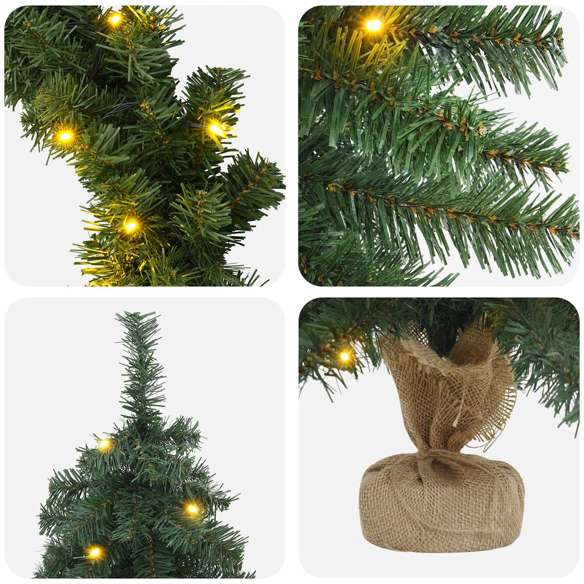 Mini kalėdinių eglučių rinkinys 60 cm 125 LED Šilta balta PVC