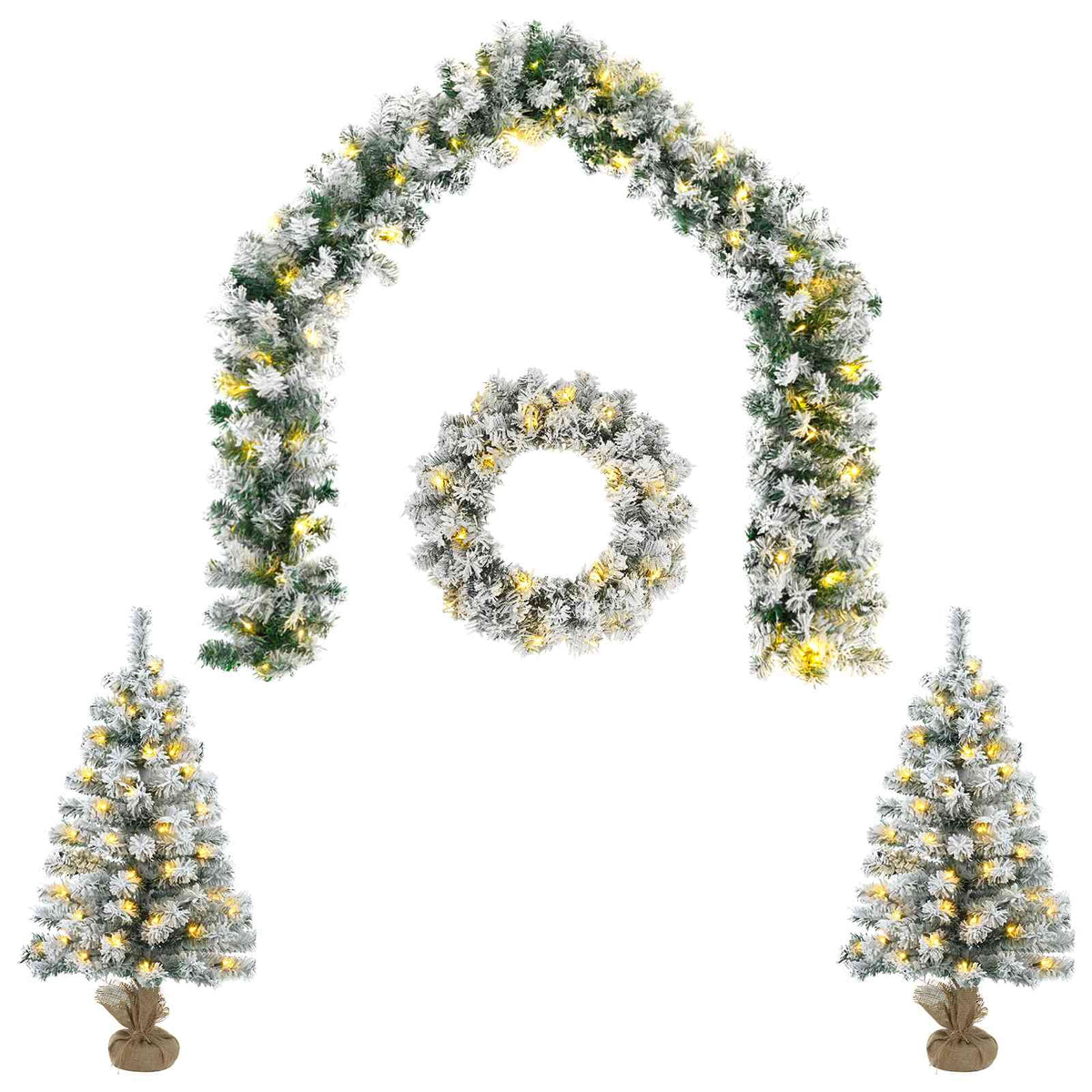 Mini kalėdinių eglučių rinkinys 60 cm 125 LED Šilta balta PVC