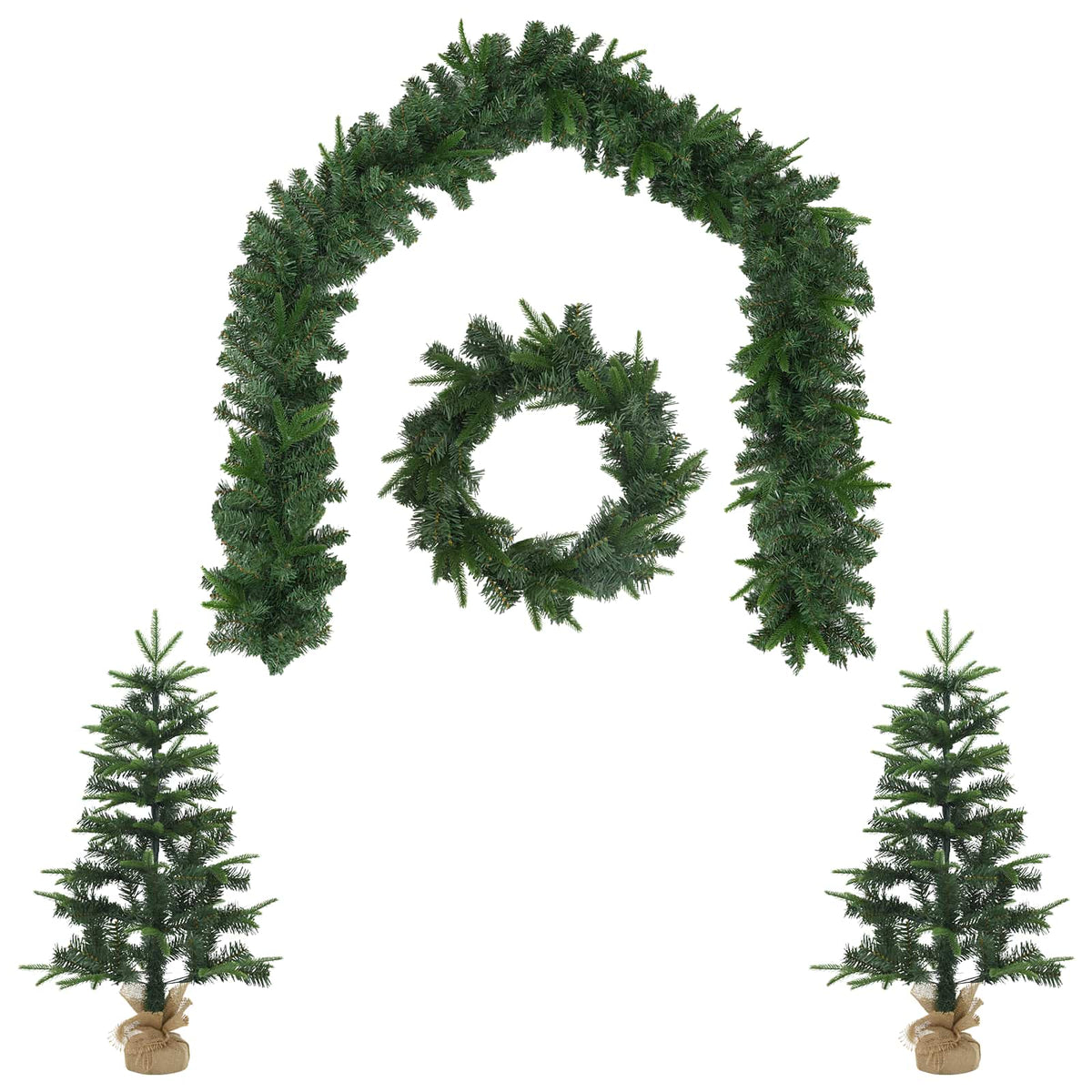Mini kalėdinių eglučių rinkinys 60 cm PVC ir PE Žalia