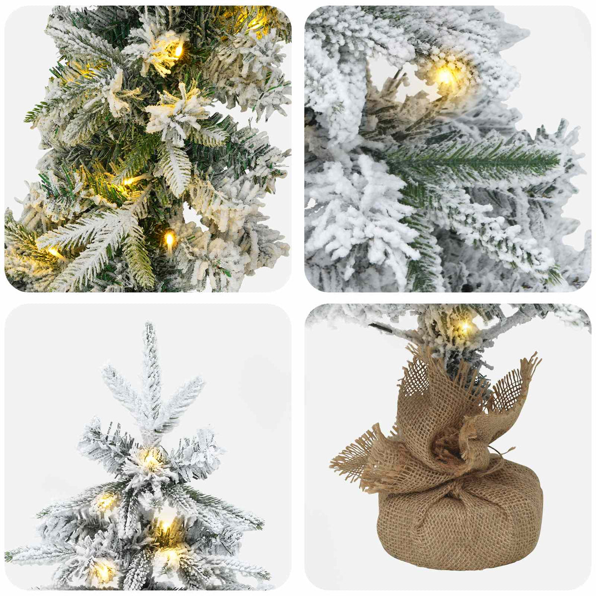 Mini kalėdinių eglučių rinkinys 60 cm 125 LED Šilta balta