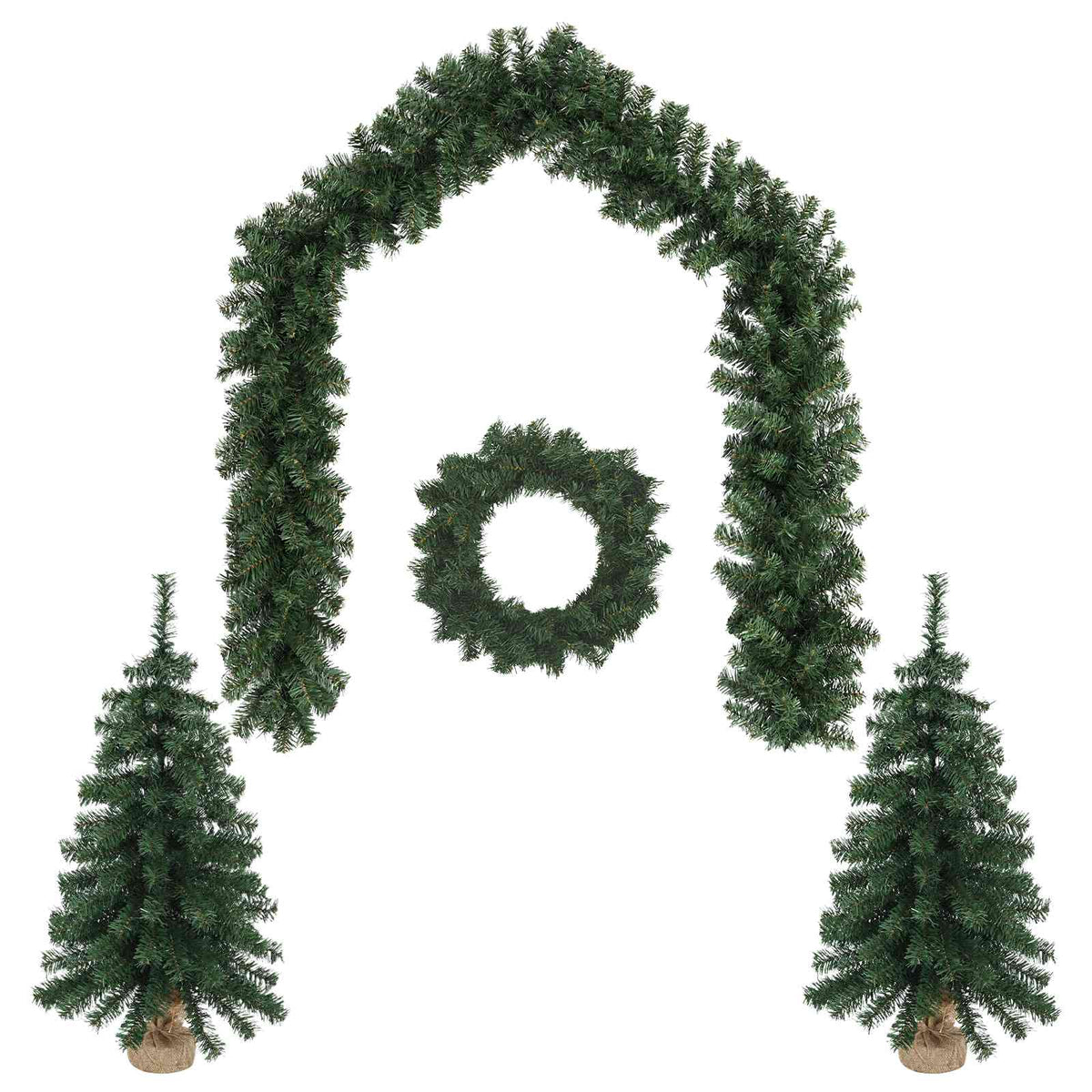Mini kalėdinių eglučių rinkinys 90 cm PVC Žalia