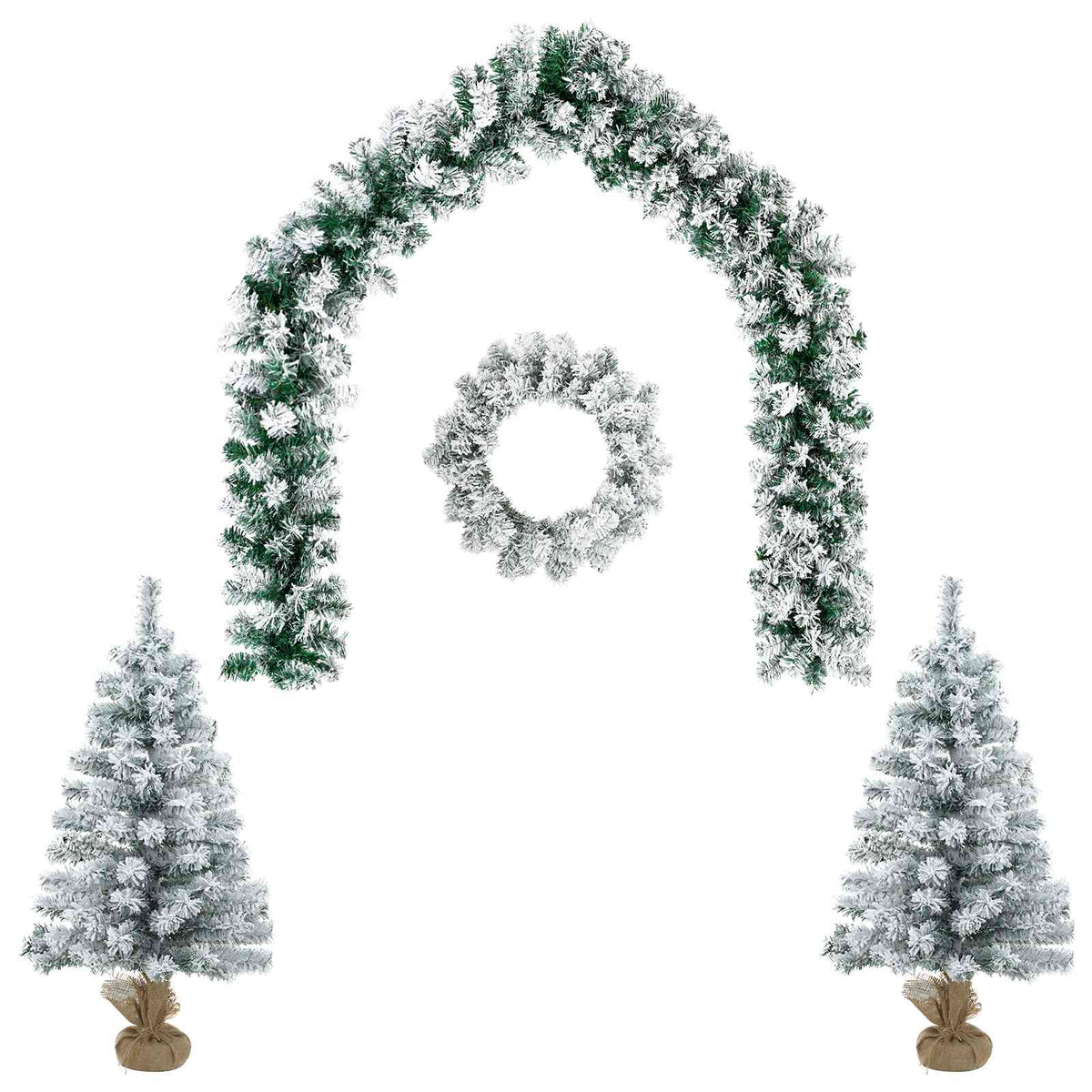 Mini kalėdinių eglučių rinkinys 90 cm PVC Žalia ir balta