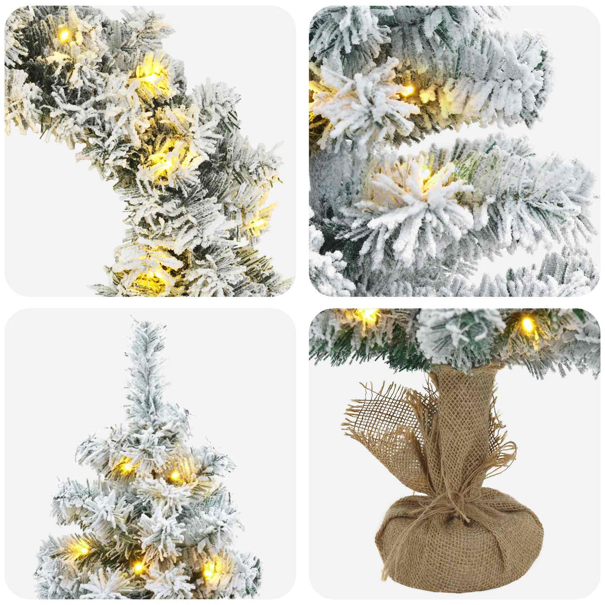 Mini kalėdinių eglučių rinkinys 90 cm 175 LED Šilta balta PVC