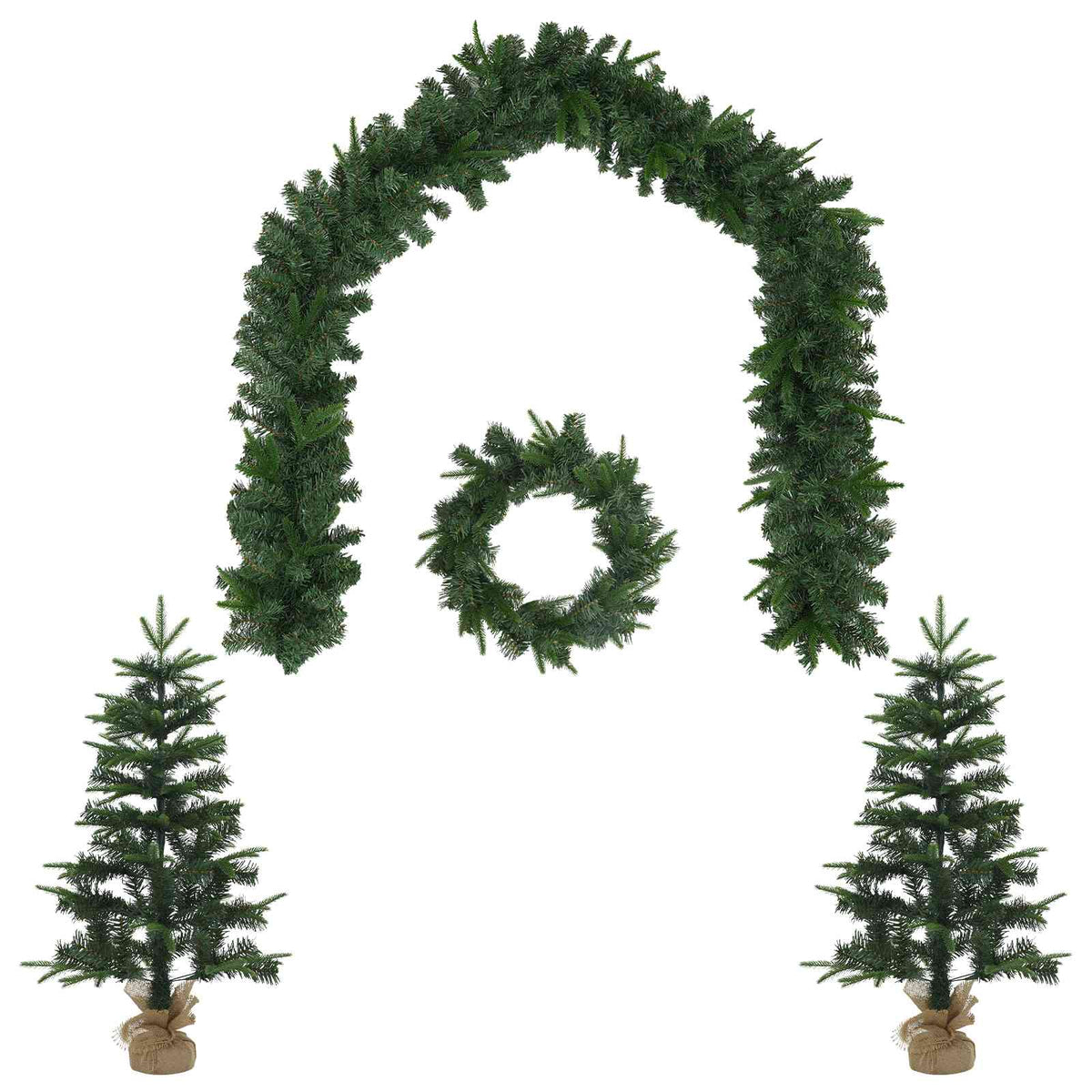 Mini kalėdinių eglučių rinkinys 90 cm PVC ir PE Žalia