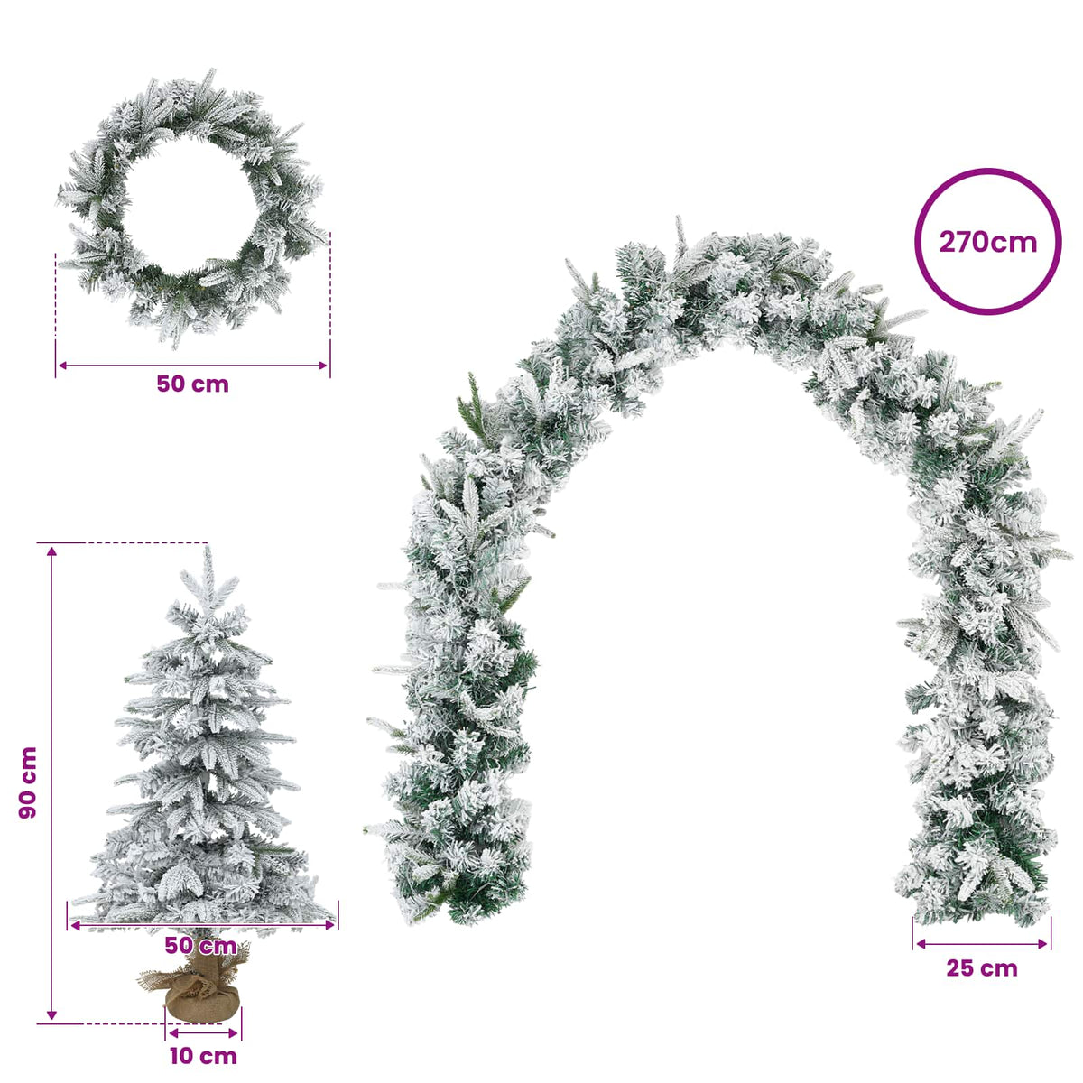 Mini Kalėdų medis 90 cm PVC ir PE Žalia ir balta