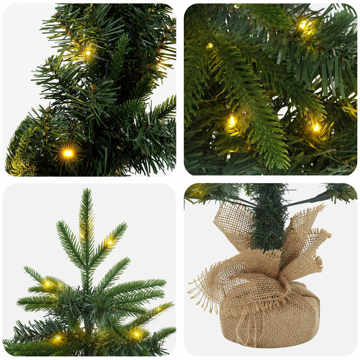 Mini Kalėdų medis 90 cm 175 LED Šilta balta PVC ir PE Žalia