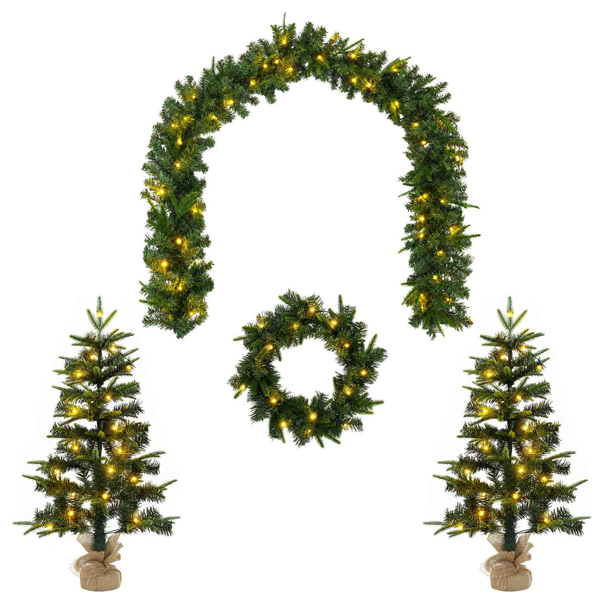 Mini Kalėdų medis 90 cm 175 LED Šilta balta PVC ir PE Žalia