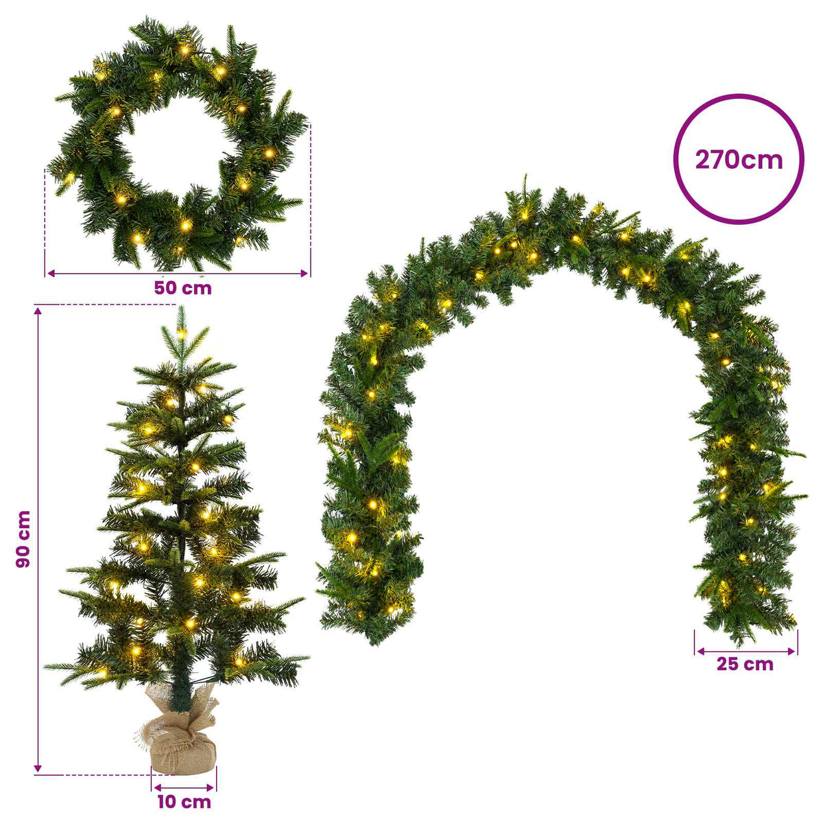 Mini Kalėdų medis 90 cm 175 LED Šilta balta PVC ir PE Žalia