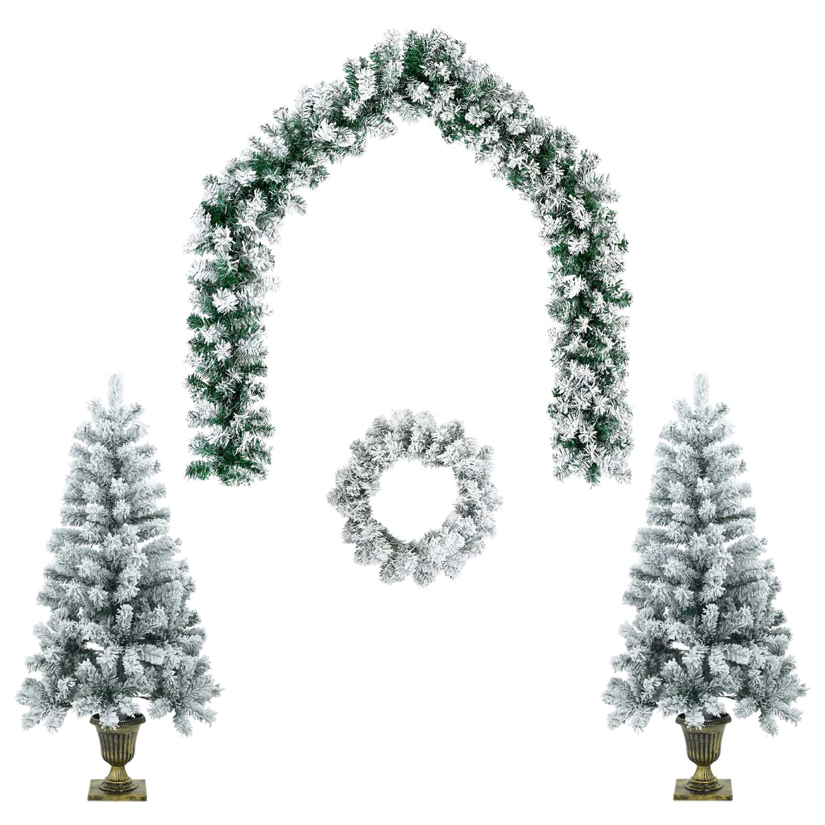 Mini kalėdinių eglučių rinkinys 120 cm PVC Žalia ir balta