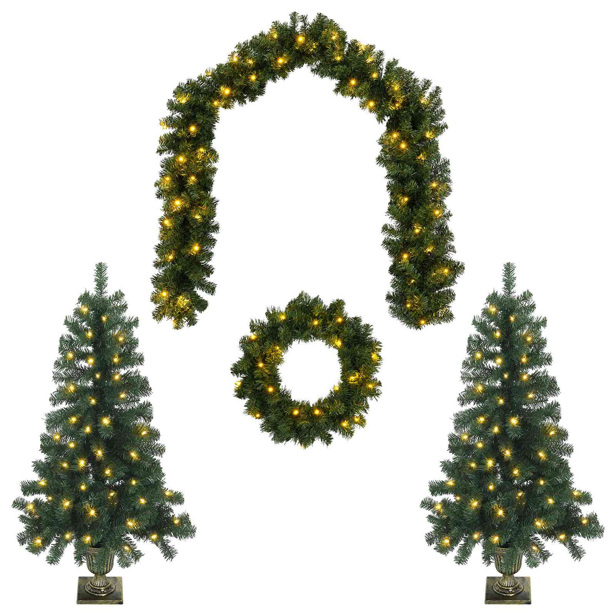 Mini kalėdinių eglučių rinkinys 120 cm 275 LED Šilta balta PVC