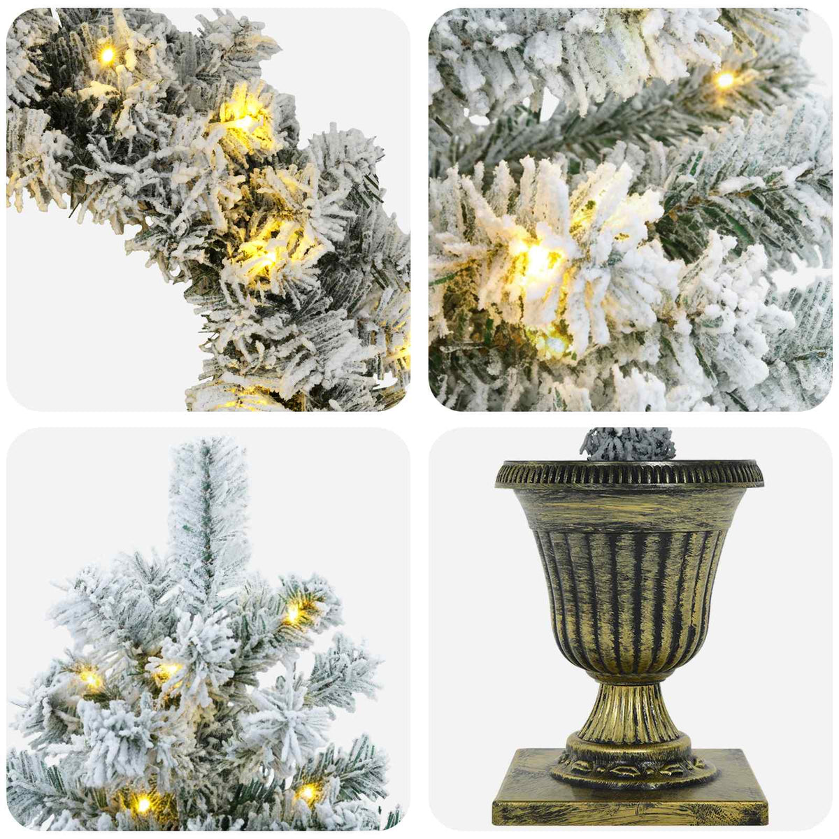 Mini kalėdinių eglučių rinkinys 120 cm 275 LED Šilta balta PVC