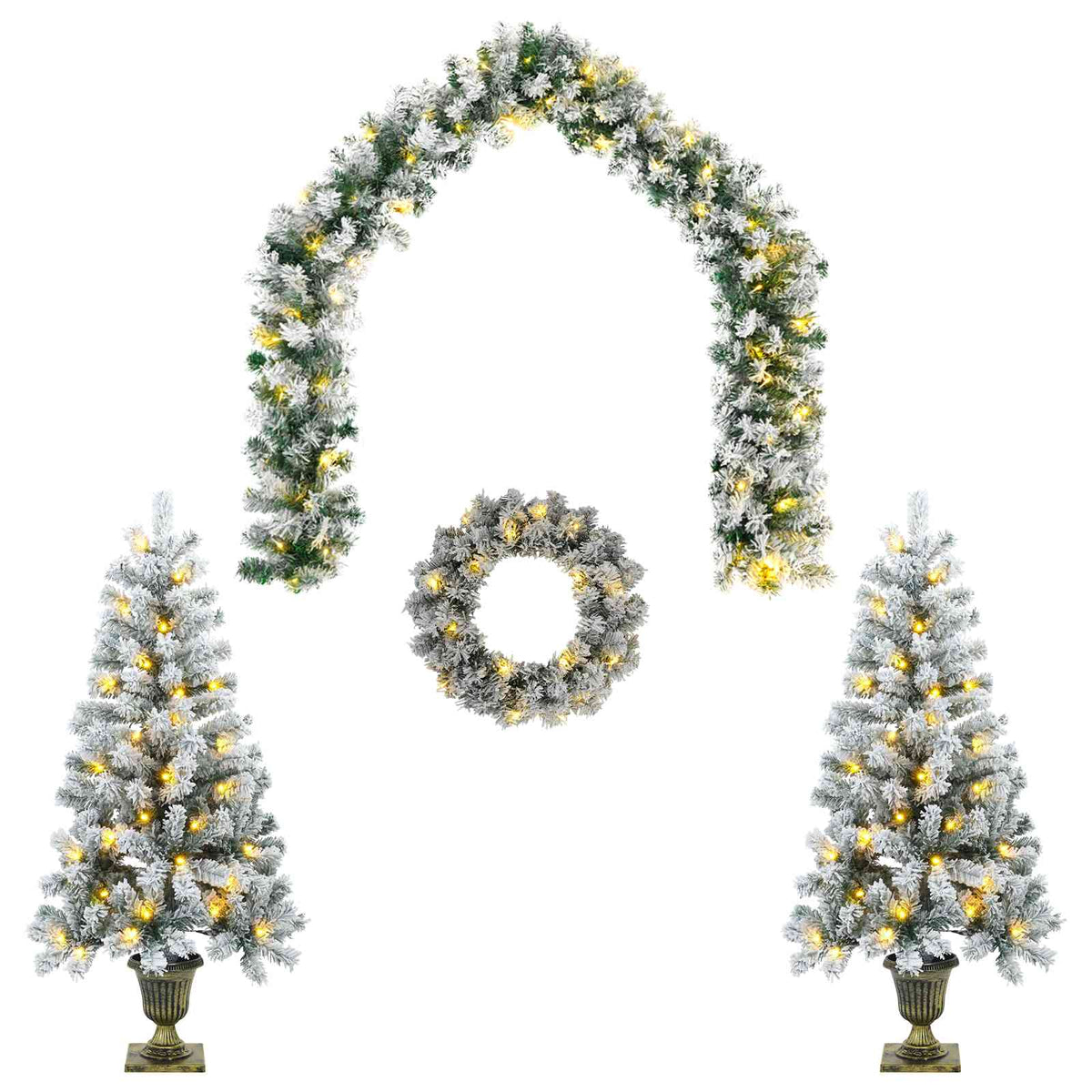 Mini kalėdinių eglučių rinkinys 120 cm 275 LED Šilta balta PVC