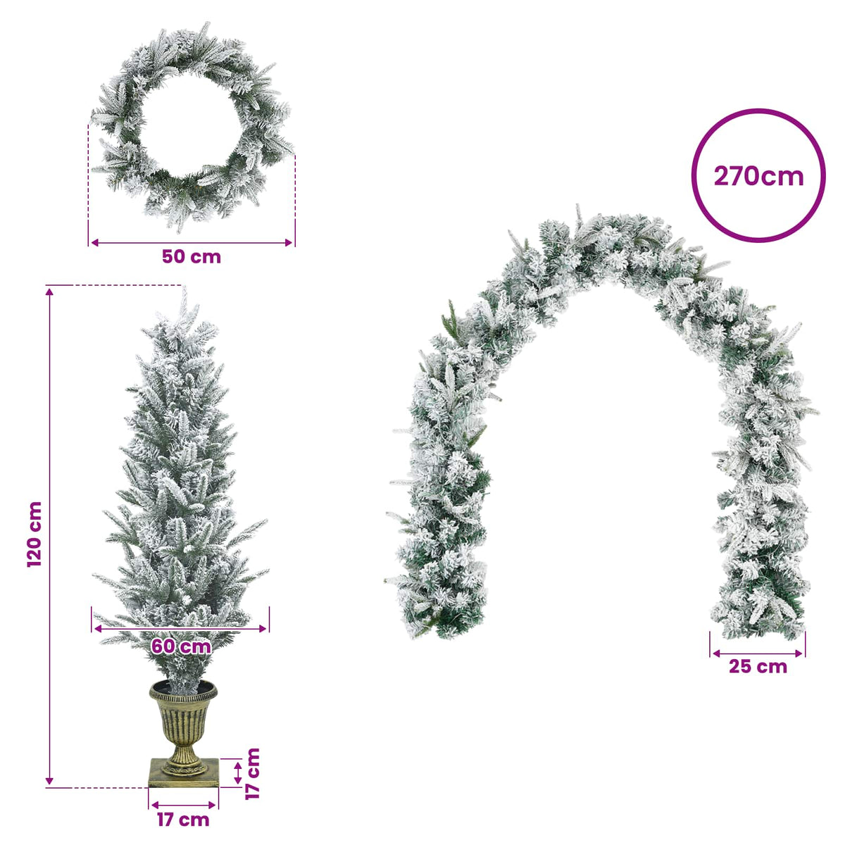 Mini Kalėdų medis 120 cm PVC ir PE Žalia ir balta
