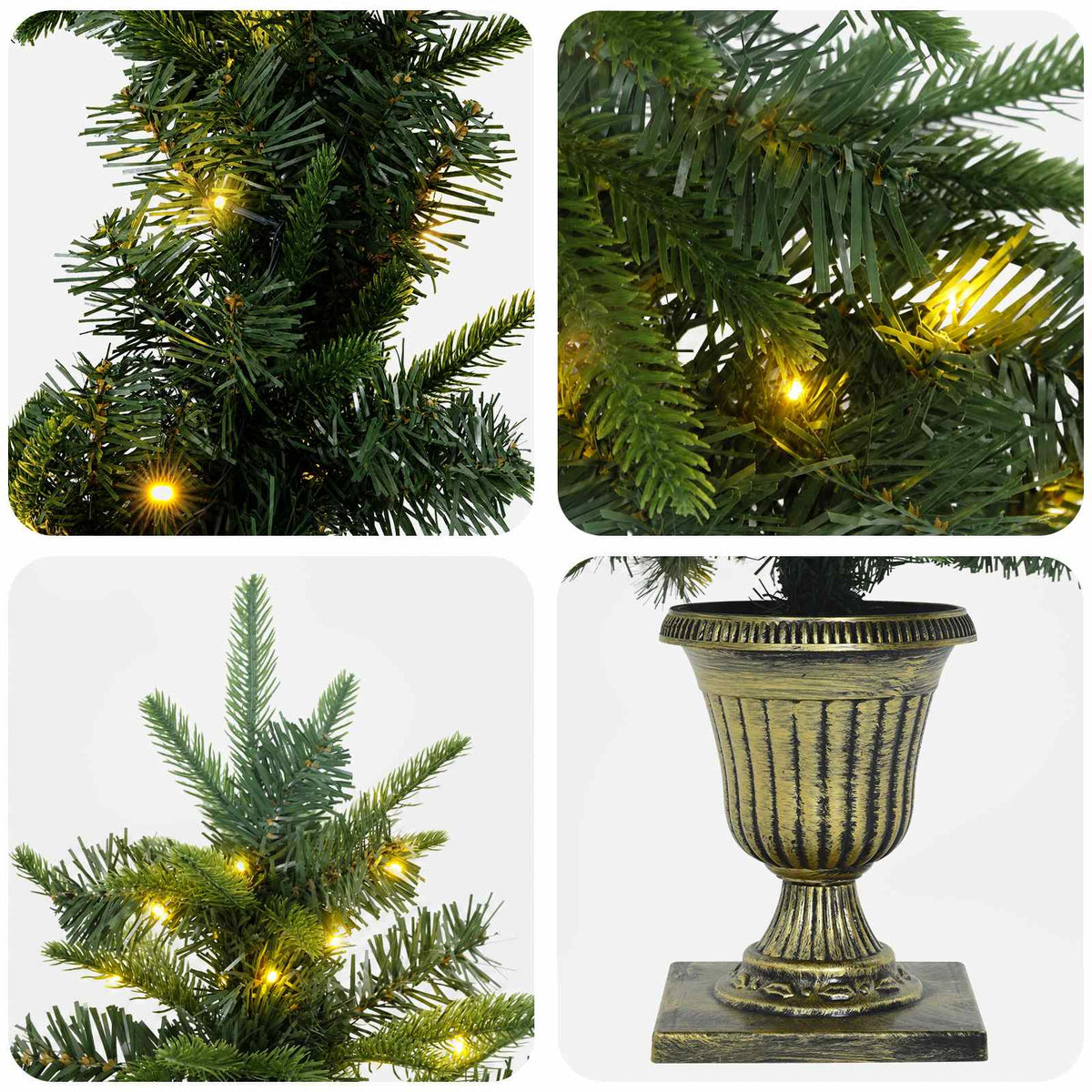 Mini kalėdinių eglučių rinkinys 120 cm 275 LED Šilta balta