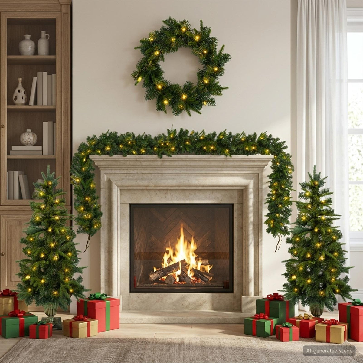 Mini kalėdinių eglučių rinkinys 120 cm 275 LED Šilta balta