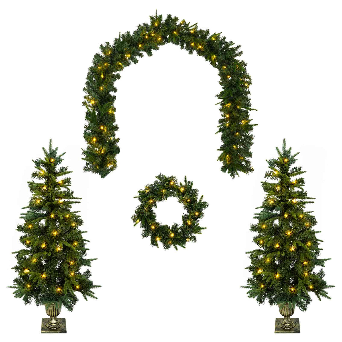 Mini kalėdinių eglučių rinkinys 120 cm 275 LED Šilta balta