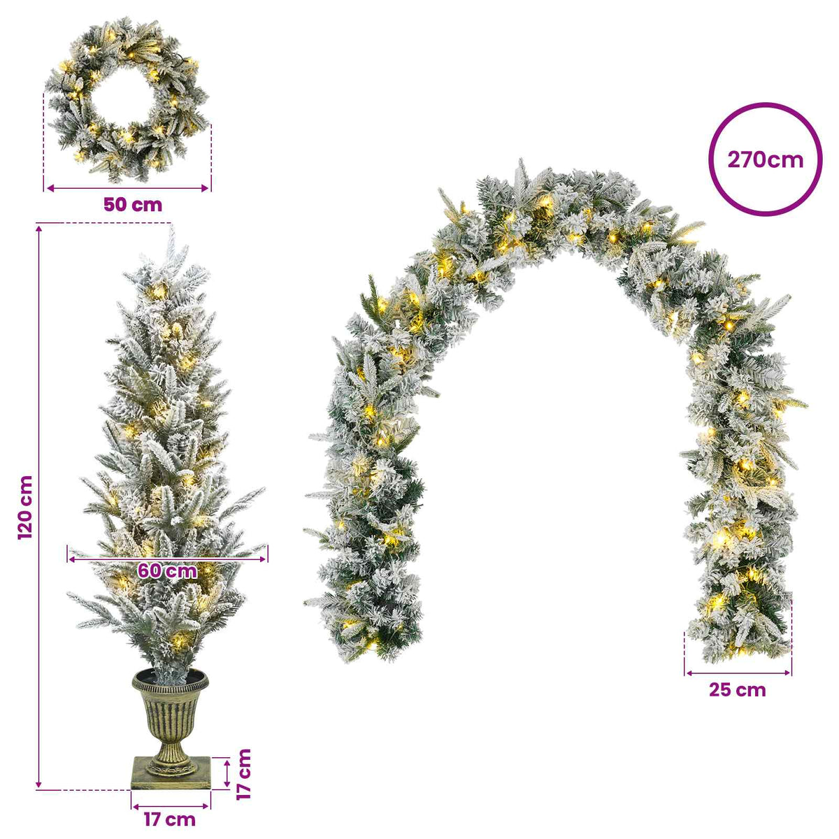 Mini Kalėdų medis 120 cm 275 LED Šilta balta PVC ir PE