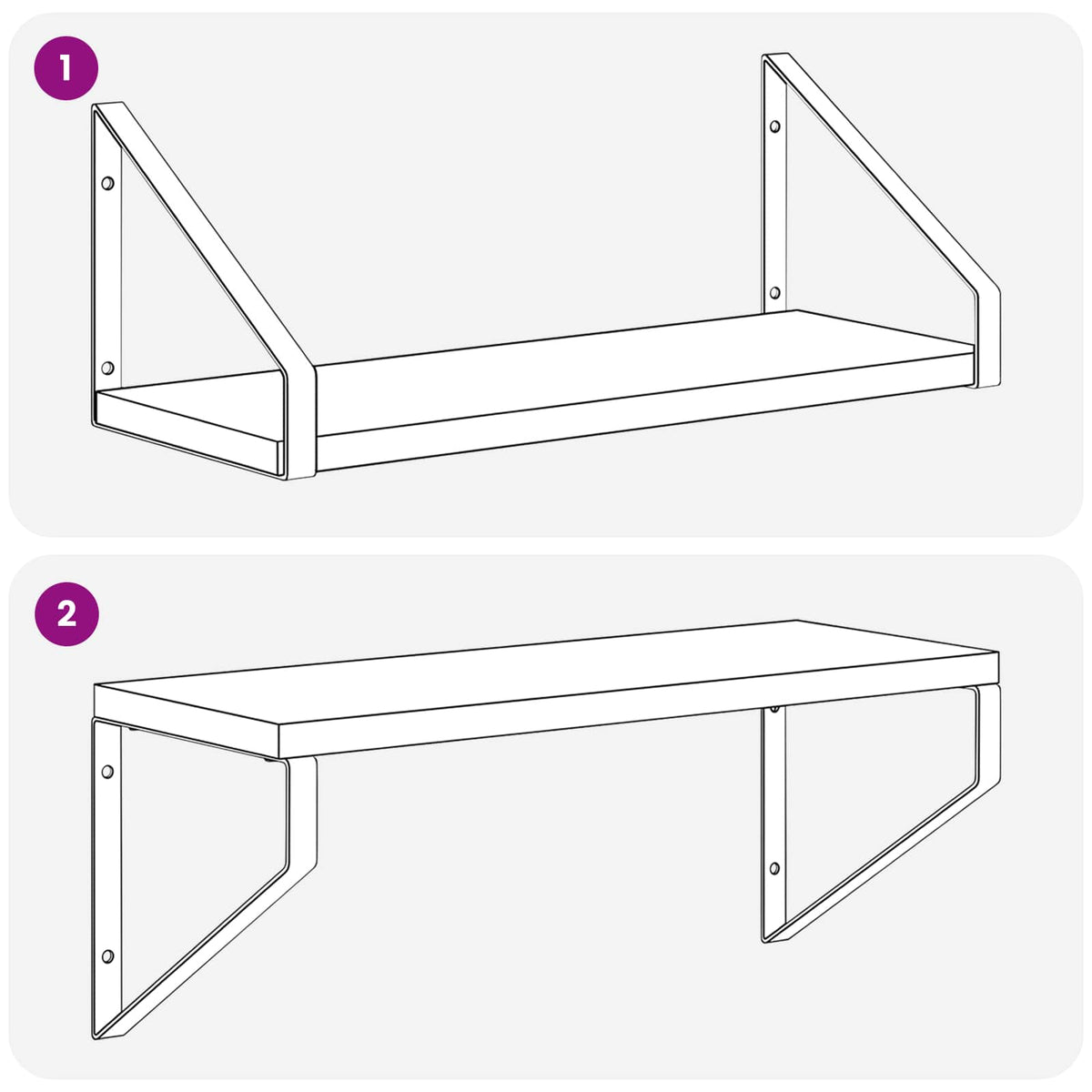 Sieninės lentynos 2 vnt. Dūminio ąžuolo 40 x 16 x 15,5 cm