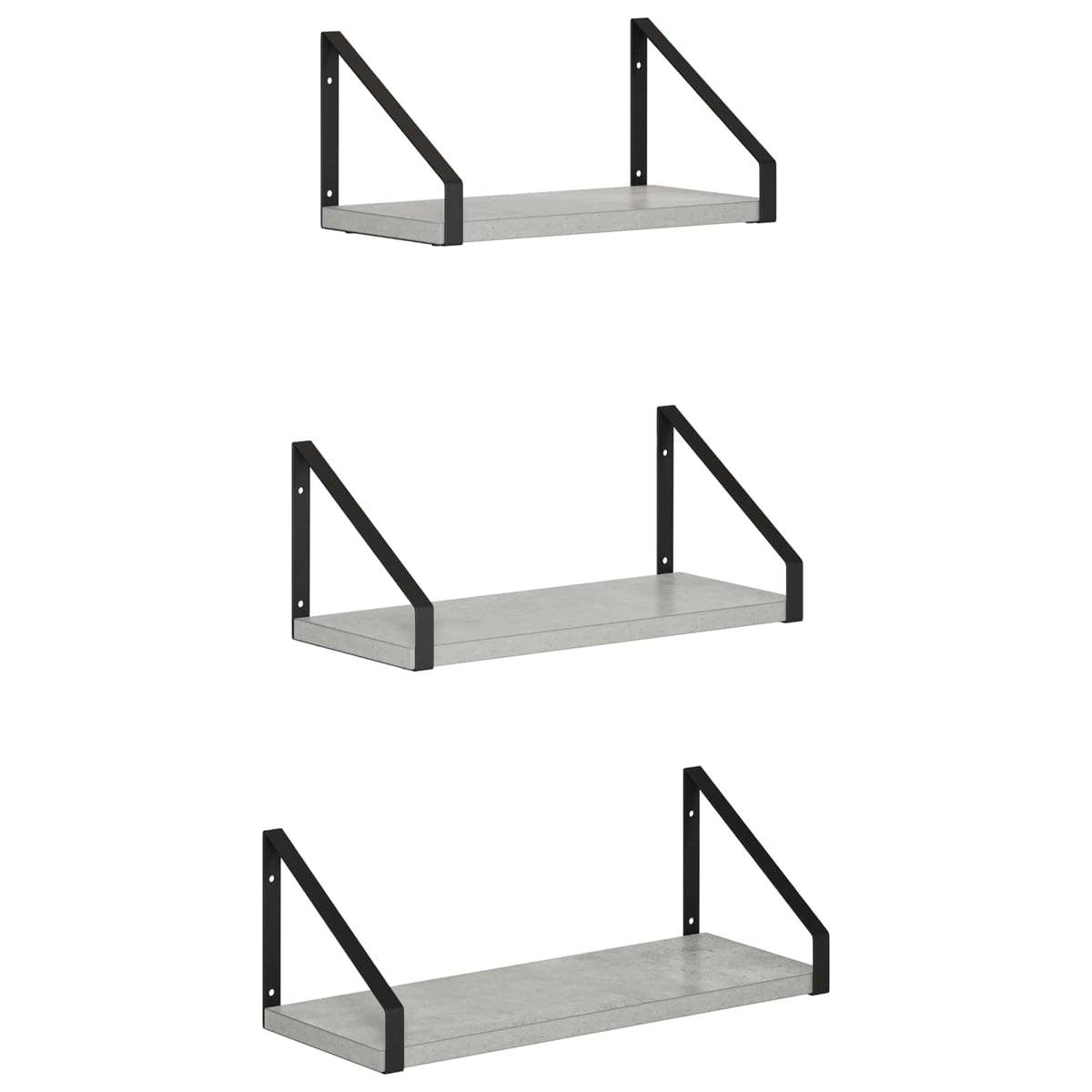 Sieninės lentynos 3 vnt. Betono pilka 40 x 16 x 15,5 cm