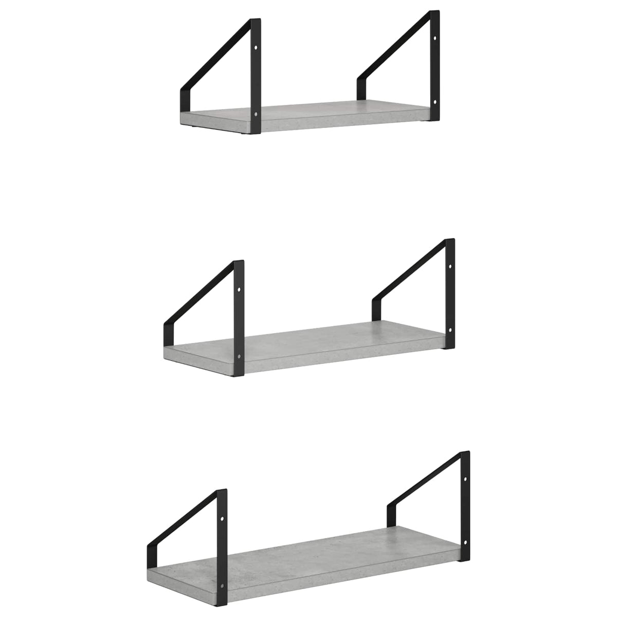 Sieninės lentynos 3 vnt. Betono pilka 40 x 16 x 15,5 cm