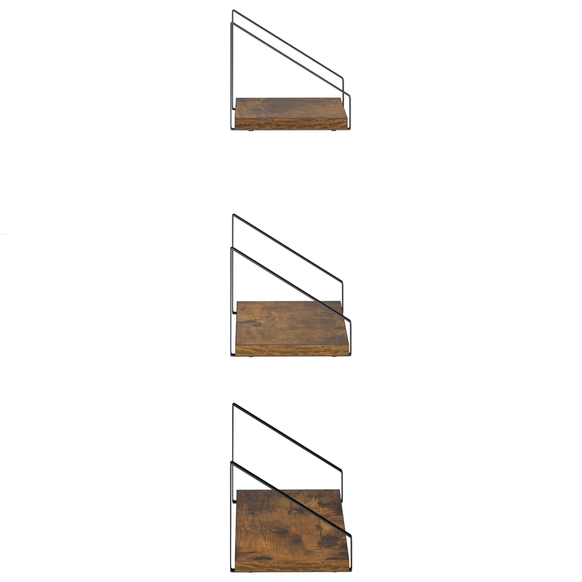 Sieninės lentynos 3 vnt. Dūminio ąžuolo 40 x 16 x 15,5 cm