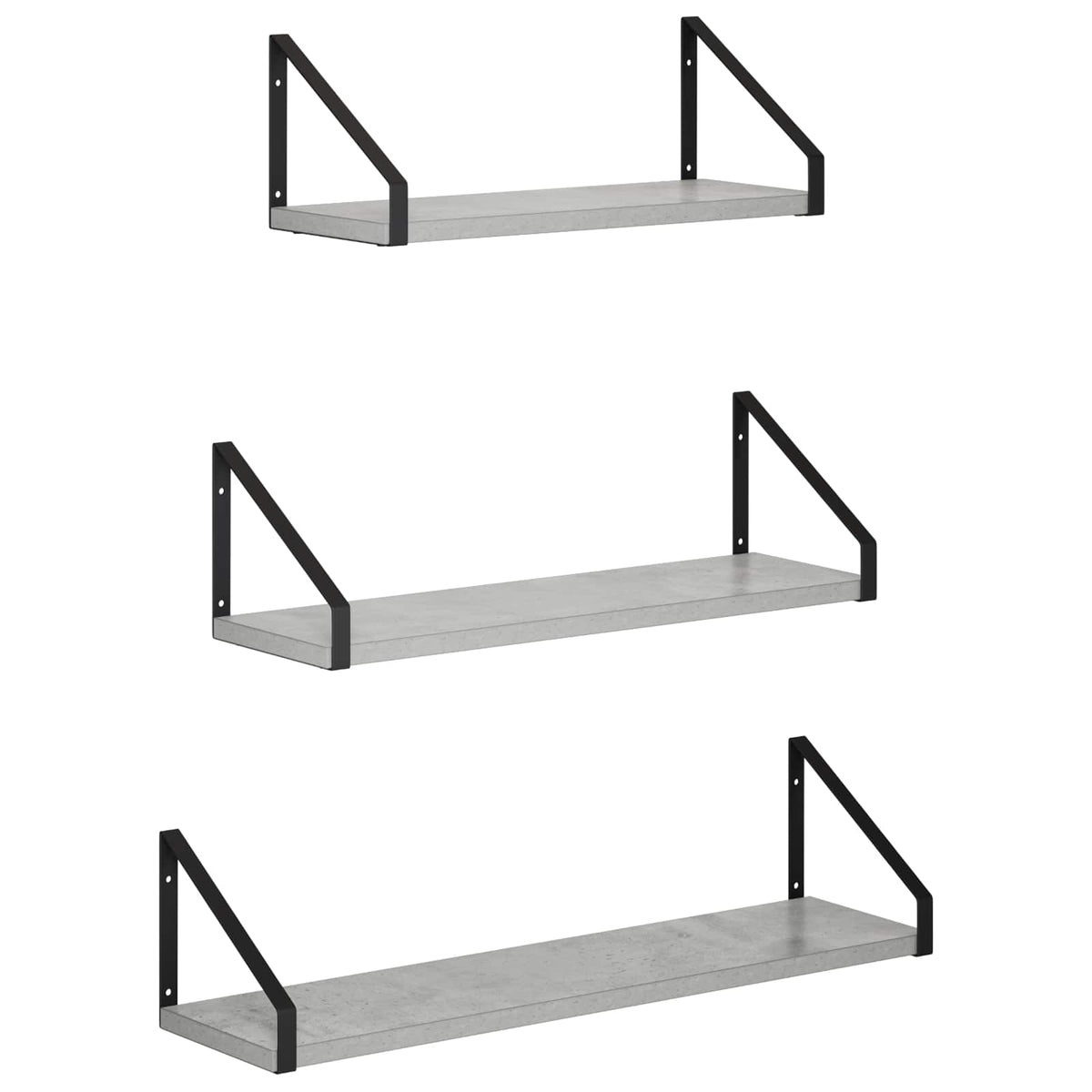 Sieninės lentynos 3 vnt. Betono pilka 60 x 16 x 15,5 cm