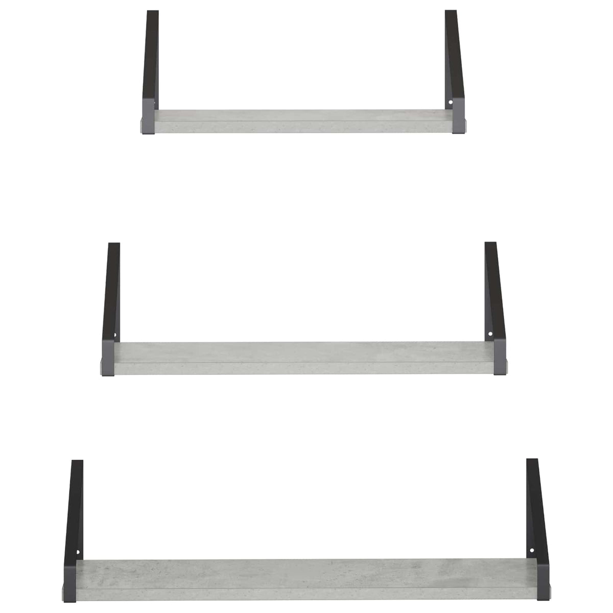 Sieninės lentynos 3 vnt. Betono pilka 60 x 16 x 15,5 cm