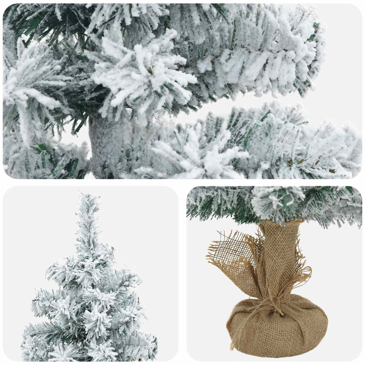 Mini apsnigta kalėdų eglutė 90 cm PVC Žalia ir balta
