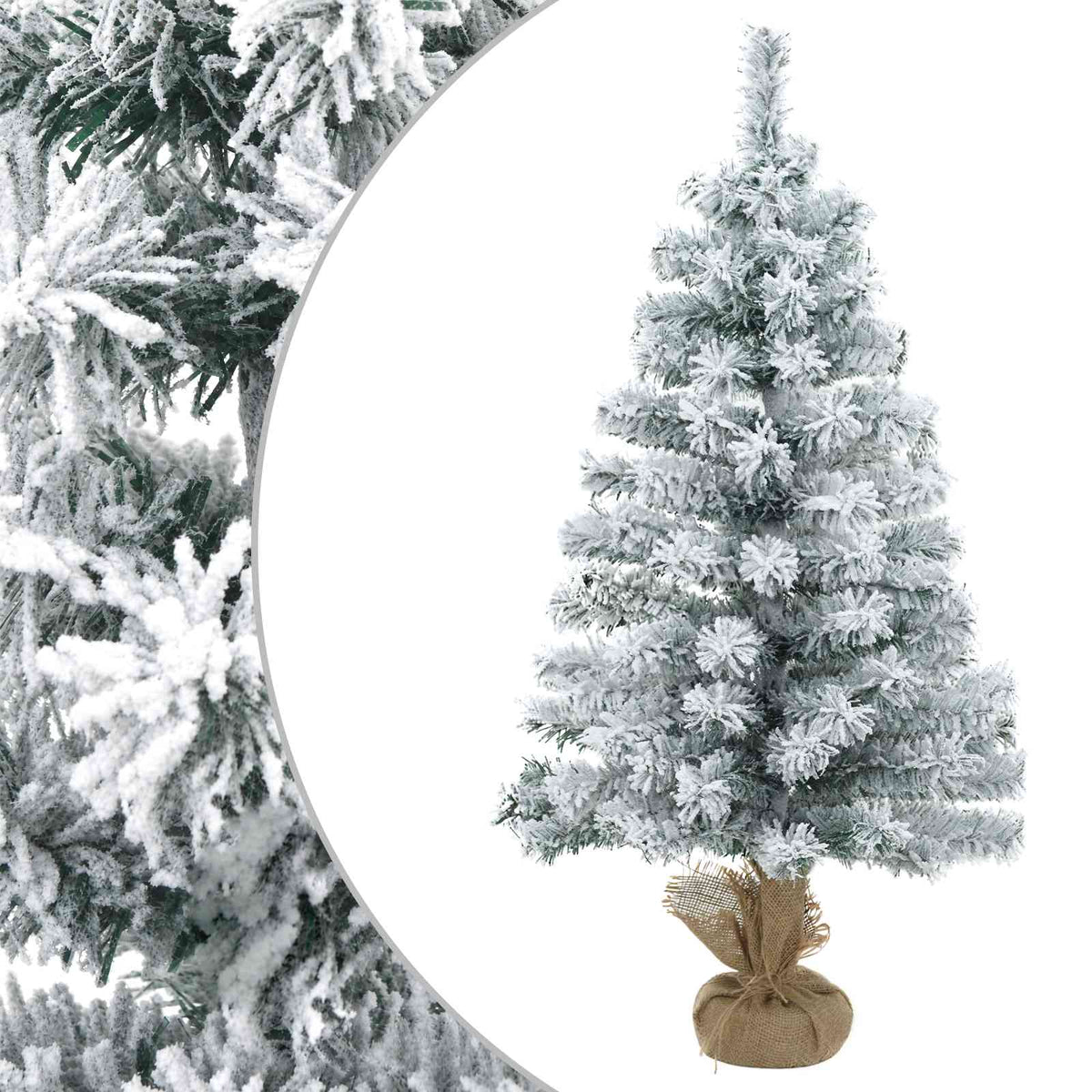 Mini apsnigta kalėdų eglutė 90 cm PVC Žalia ir balta
