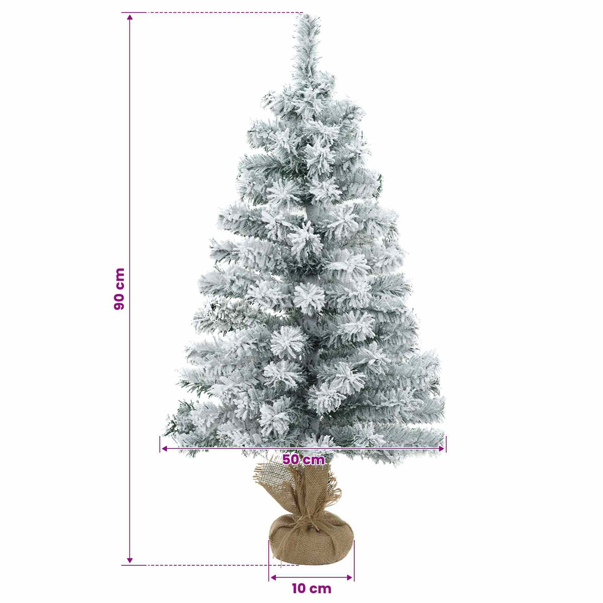 Mini apsnigta kalėdų eglutė 90 cm PVC Žalia ir balta