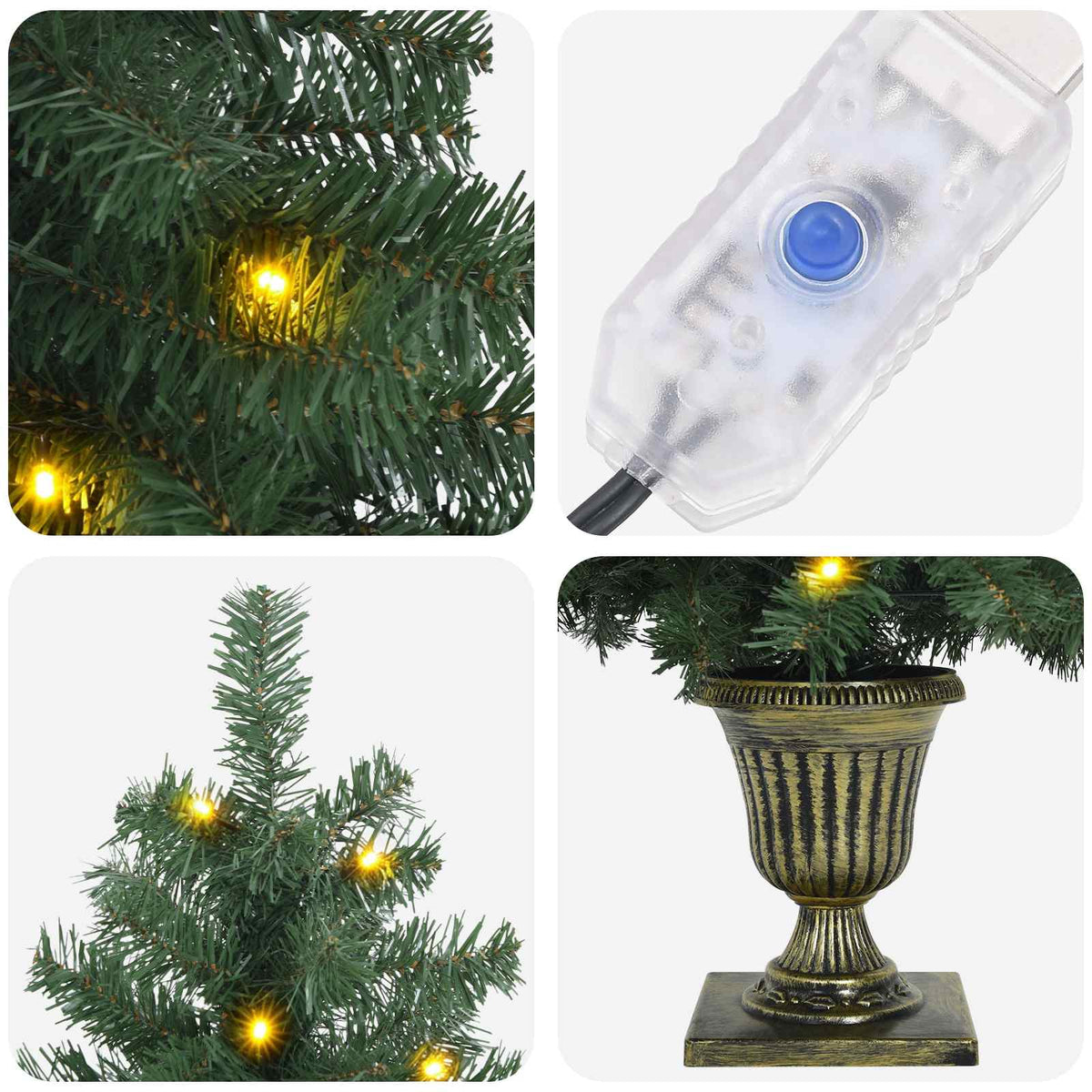 Mini Kalėdų medis 120 cm 100 LED Šilta balta PVC Žalia