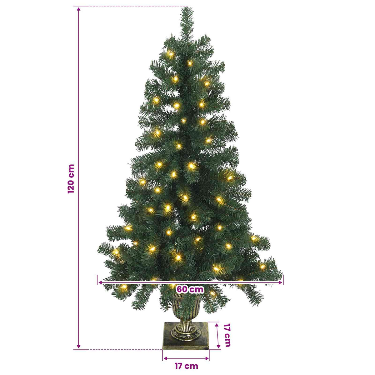 Mini Kalėdų medis 120 cm 100 LED Šilta balta PVC Žalia