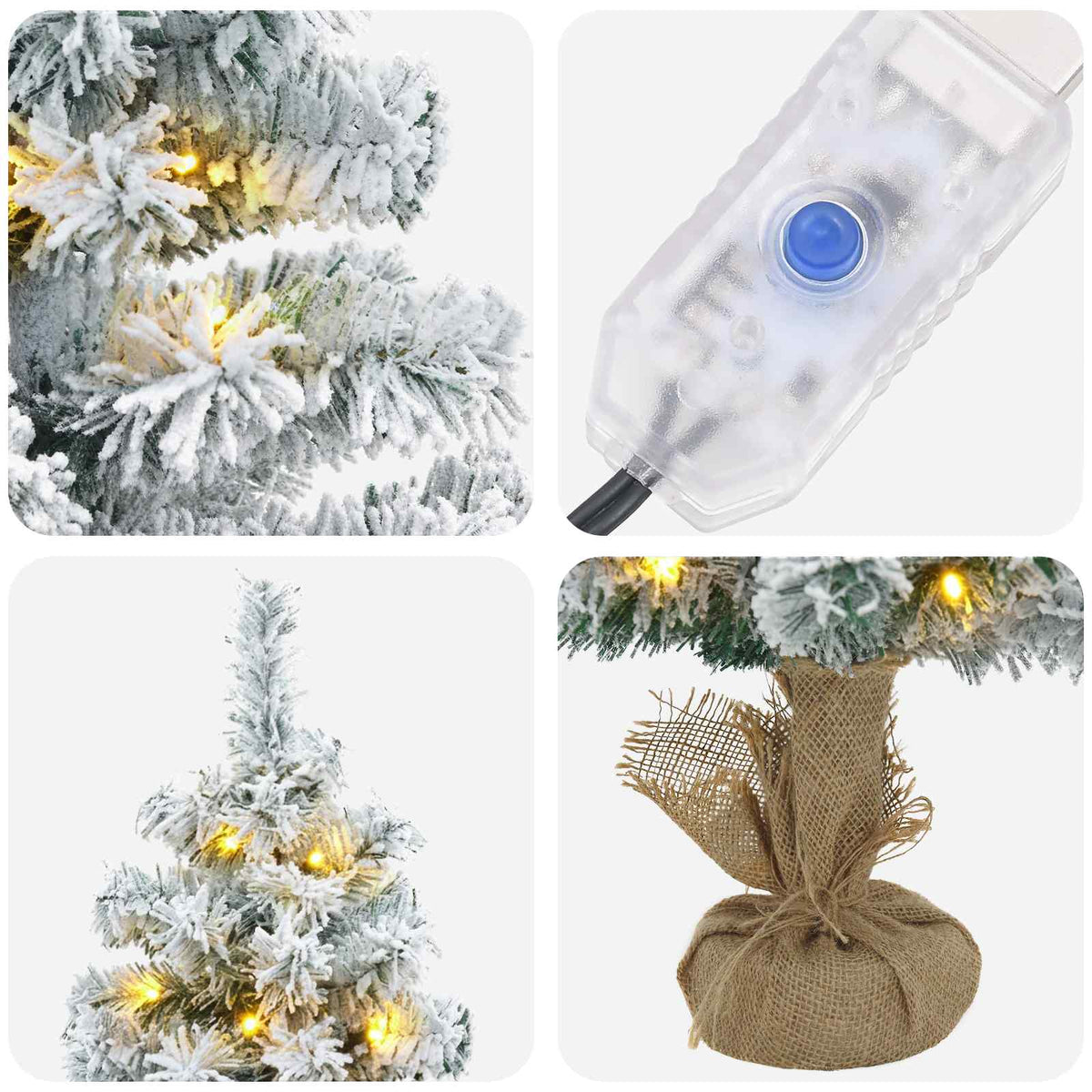Mini Kalėdų eglutė, apsnigta 90 cm 50 LED Šilta balta PVC