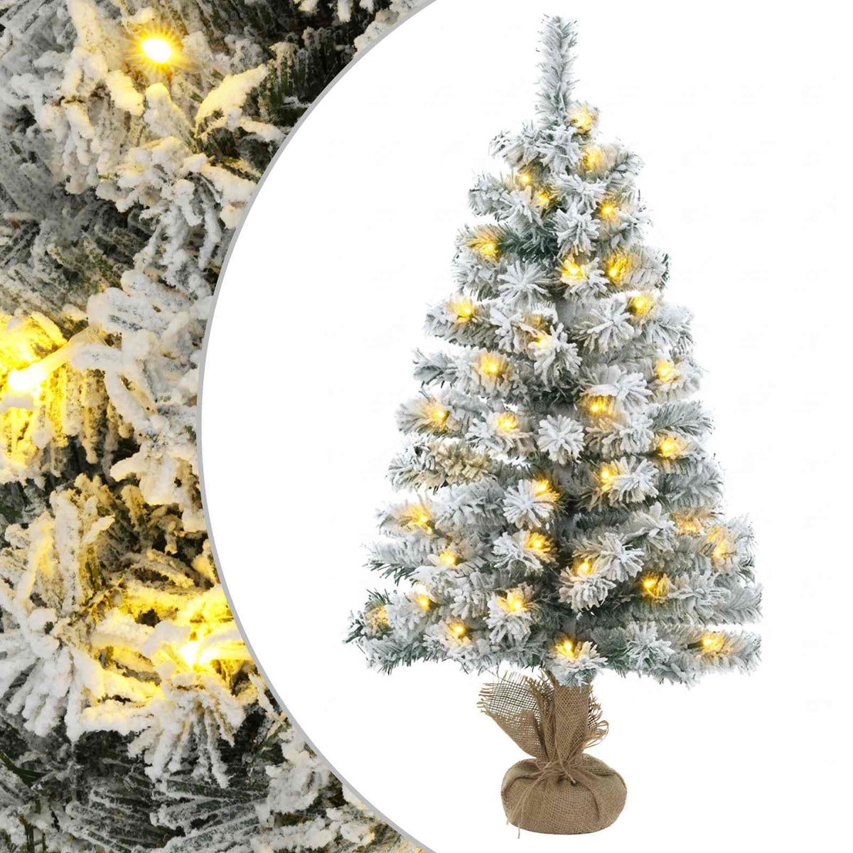 Mini Kalėdų eglutė, apsnigta 90 cm 50 LED Šilta balta PVC