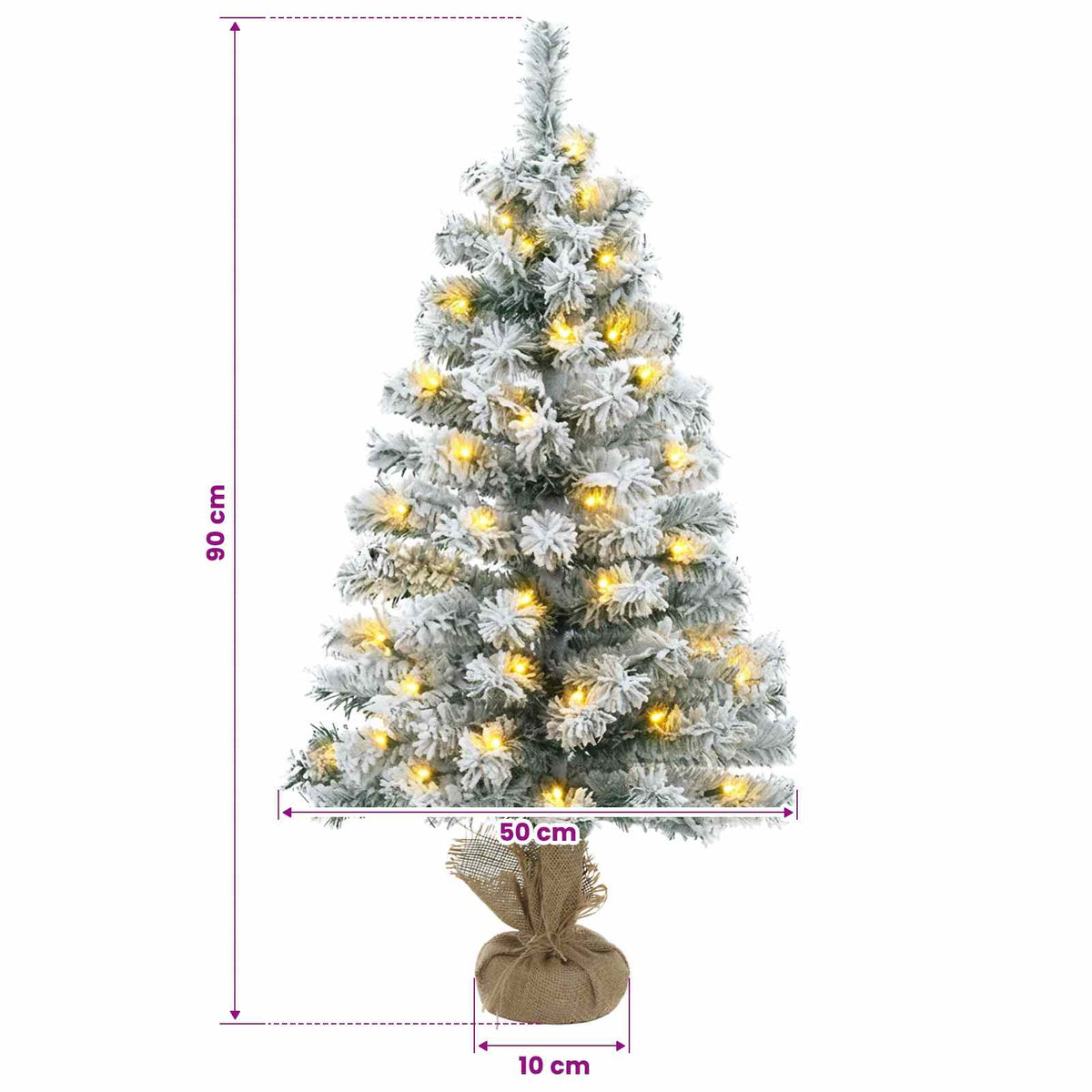 Mini Kalėdų eglutė, apsnigta 90 cm 50 LED Šilta balta PVC