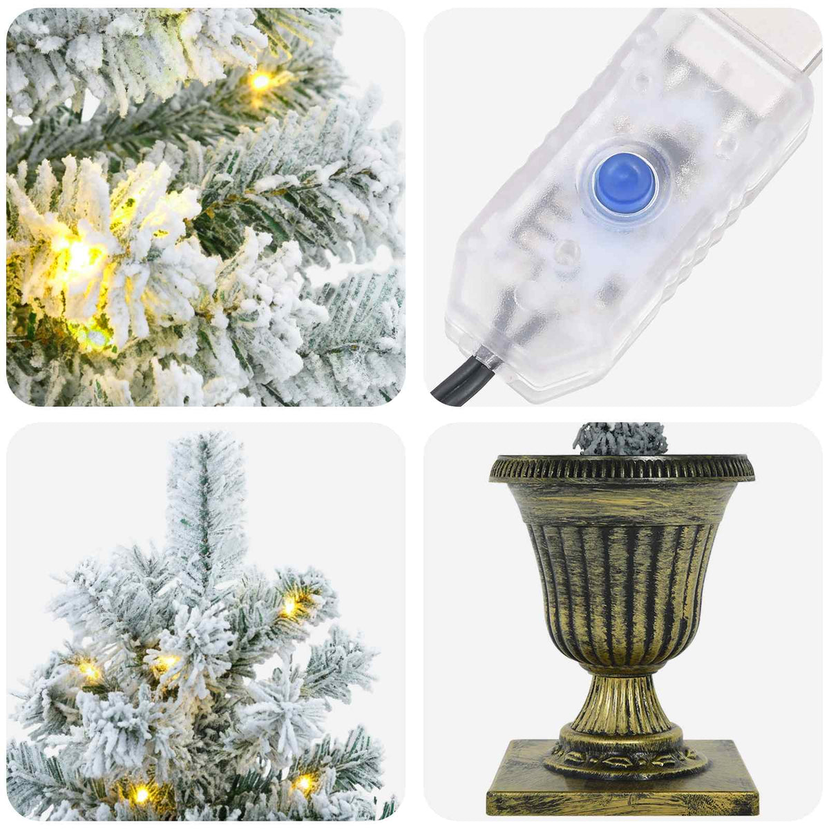 Mini apsnigta Kalėdų eglutė 120 cm 100 LED Šilta balta PVC