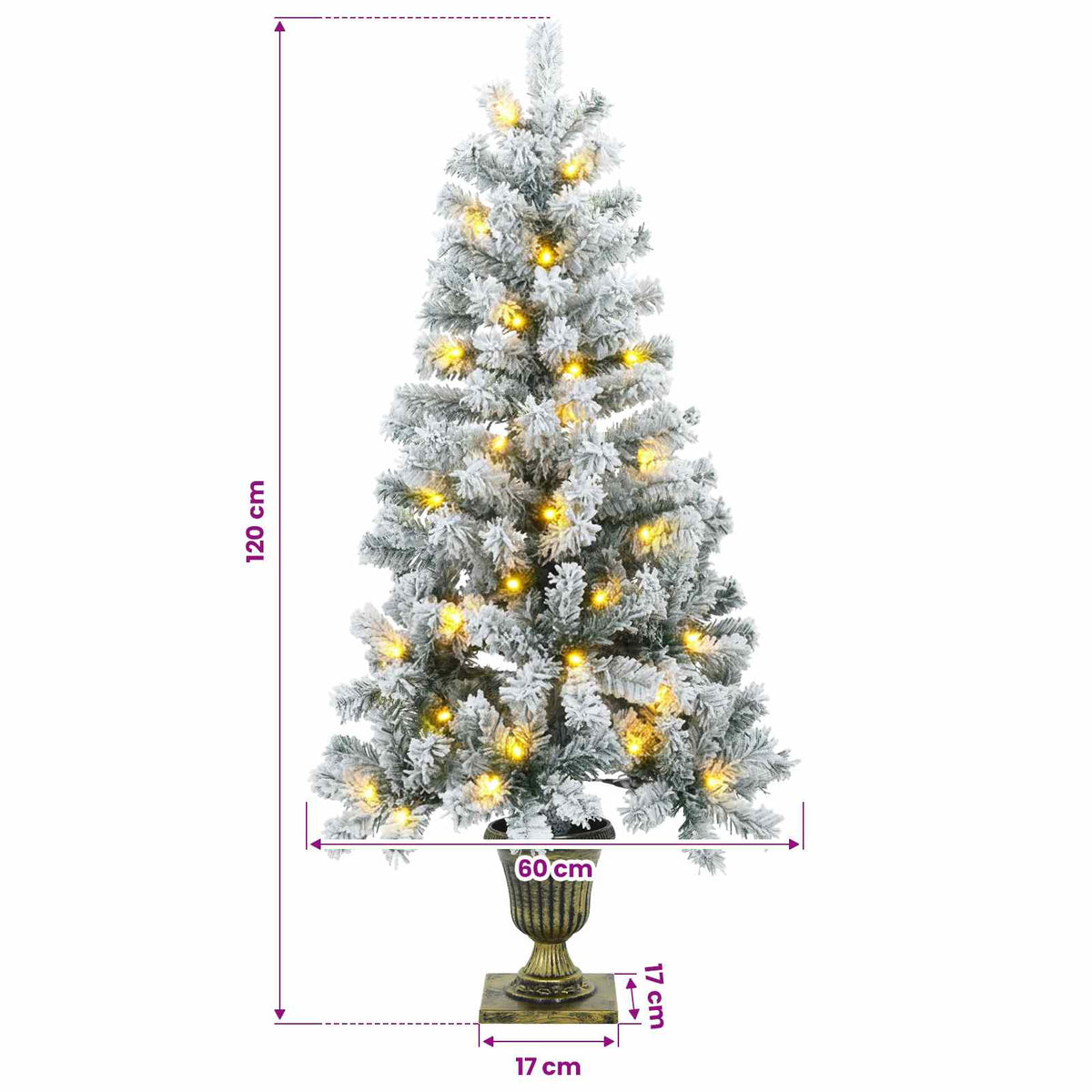 Mini apsnigta Kalėdų eglutė 120 cm 100 LED Šilta balta PVC