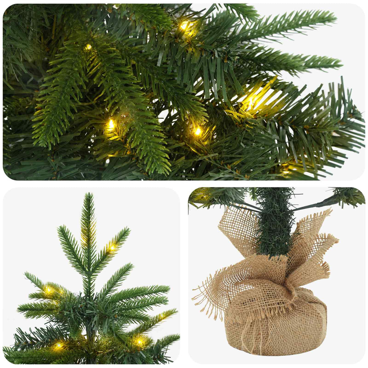 Mini Kalėdų medis 45 cm 25 LED Šilta balta PVC ir PE Žalia