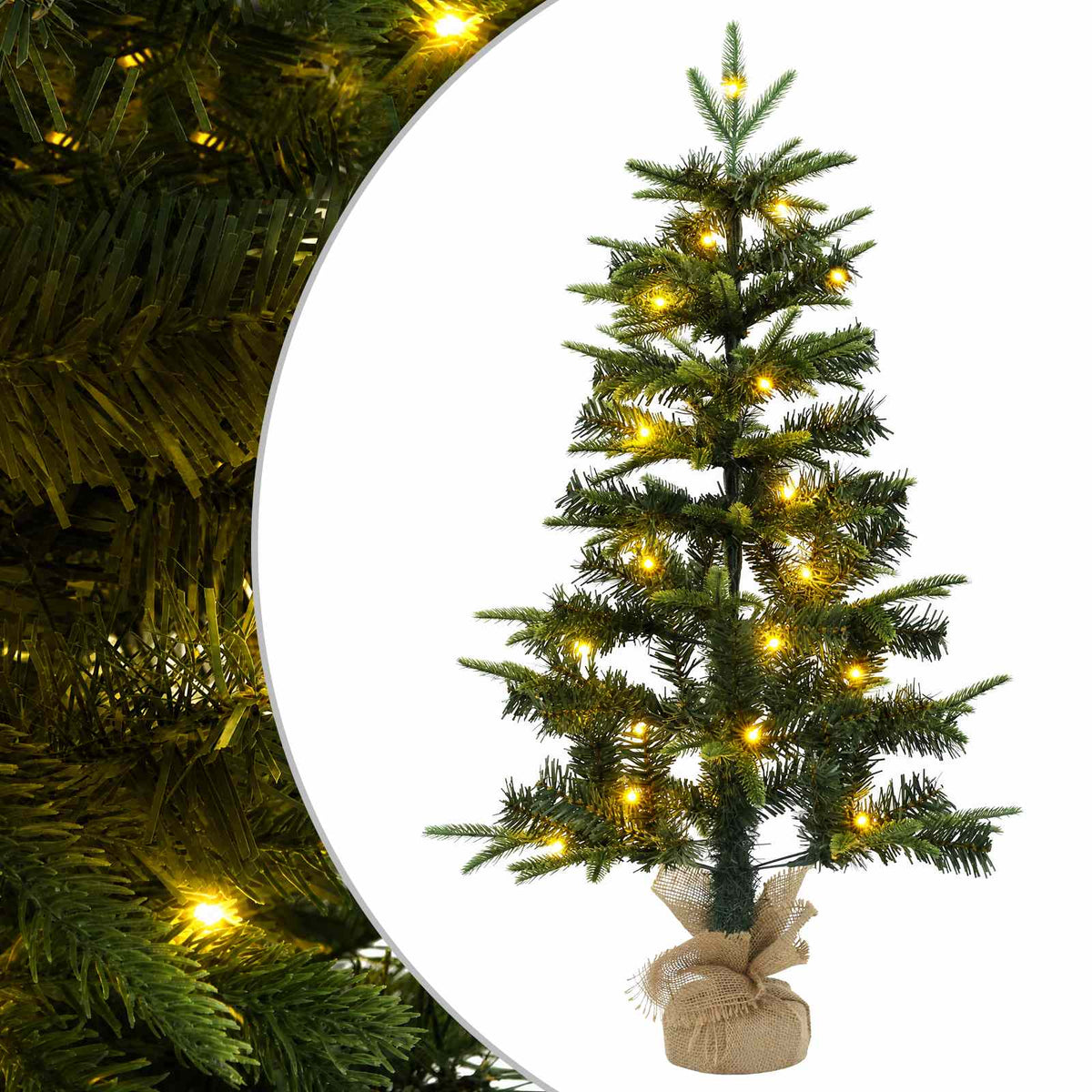 Mini Kalėdų medis 60 cm 25 LED Šilta balta PVC ir PE Žalia