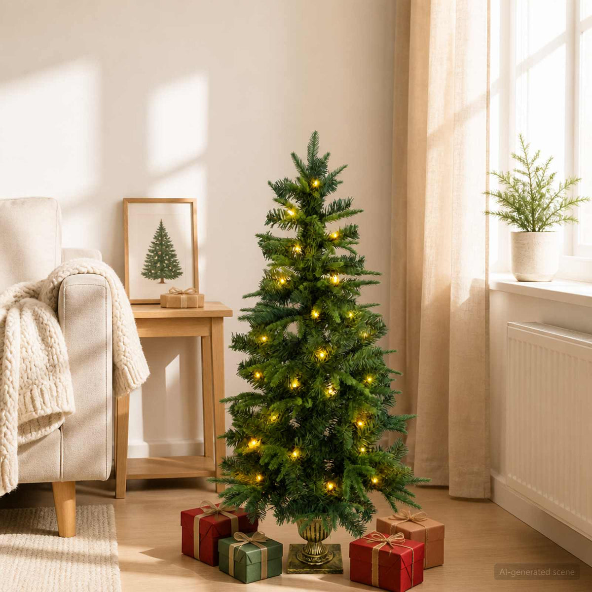 Mini Kalėdų medis 120 cm 100 LED Šilta balta PVC ir PE Žalia