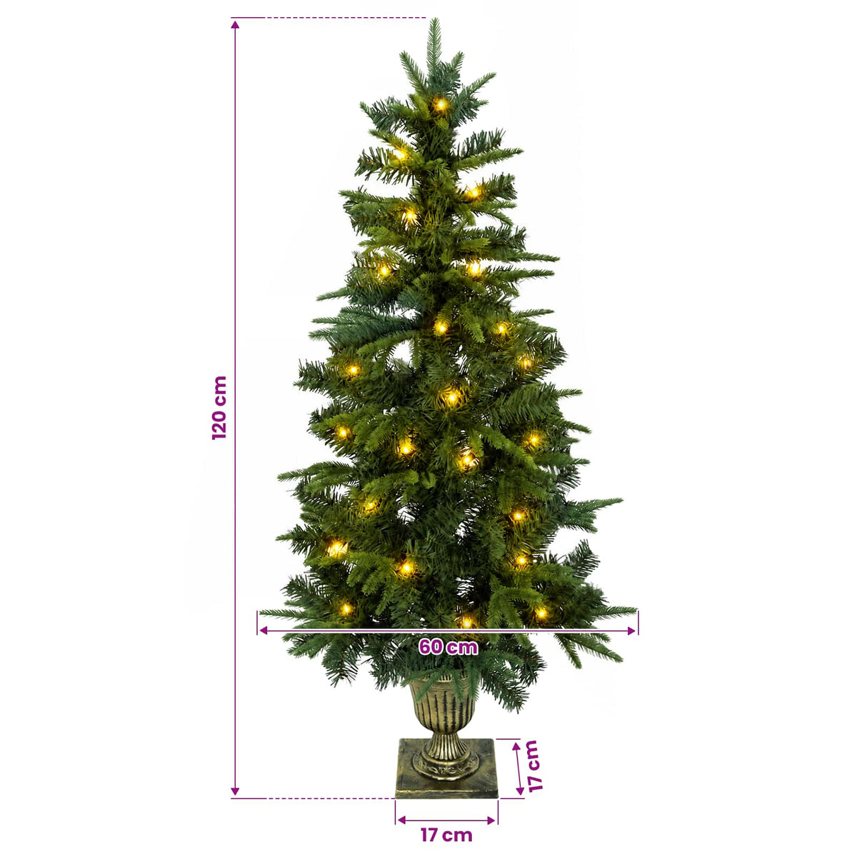 Mini Kalėdų medis 120 cm 100 LED Šilta balta PVC ir PE Žalia