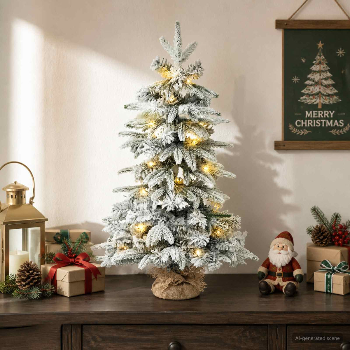 Mini Kalėdų medis 45 cm 25 LED Šilta balta PVC ir PE