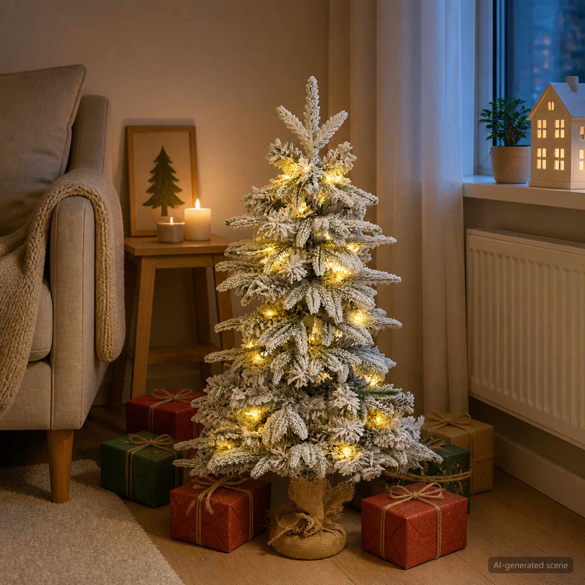 Mini Kalėdų medis 90 cm 50 LED Šilta balta PVC ir PE