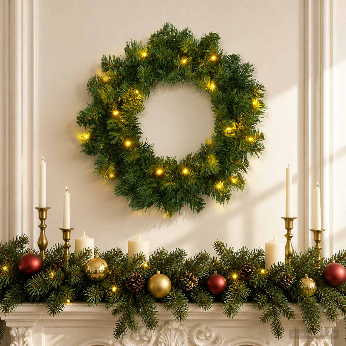 Kalėdų Vainikas Žalia Ø 50 cm PVC 25 LED
