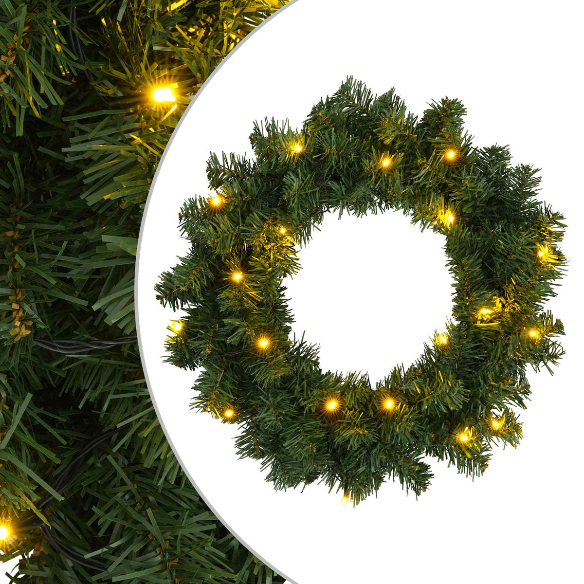 Kalėdų Vainikas Žalia Ø 50 cm PVC 25 LED