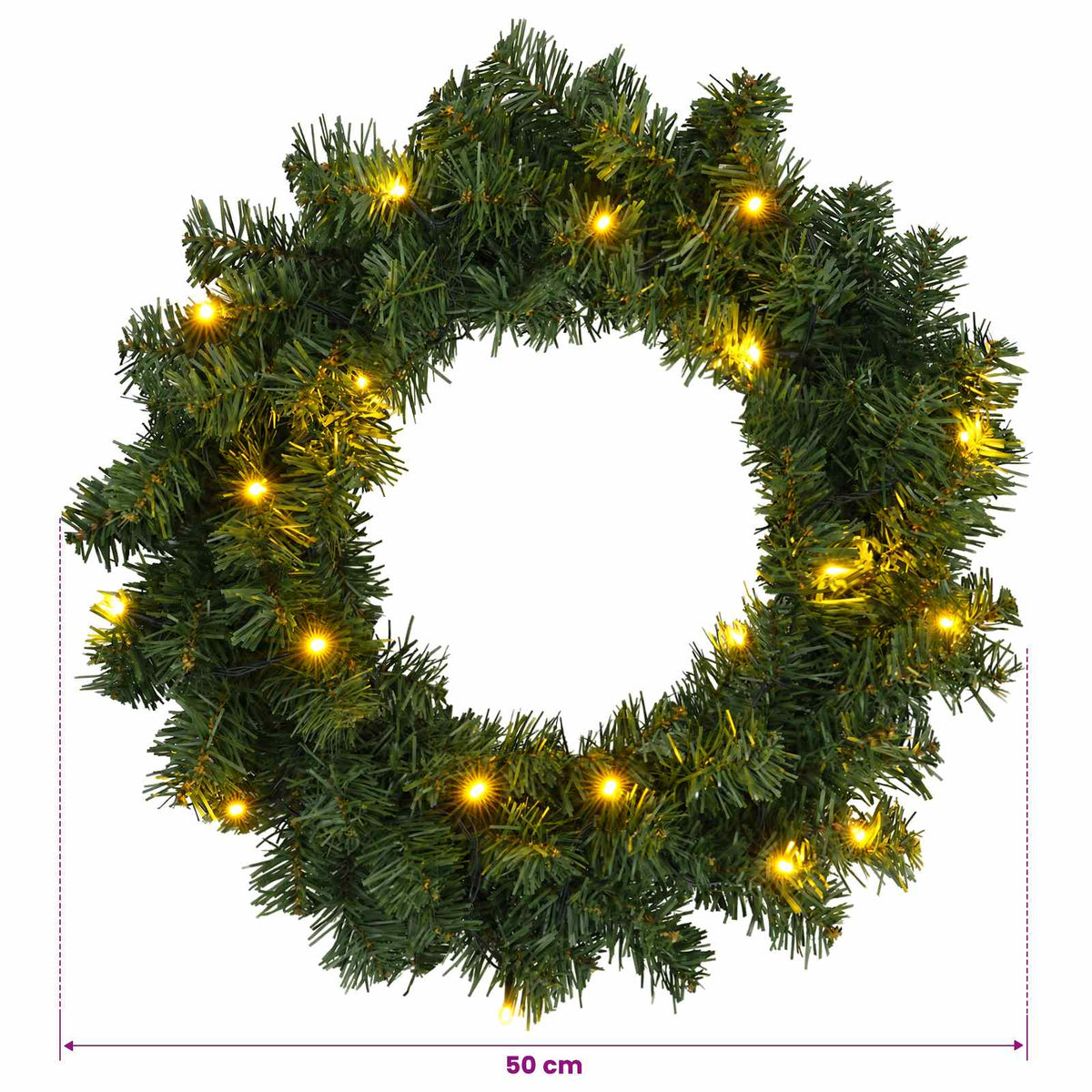 Kalėdų Vainikas Žalia Ø 50 cm PVC 25 LED