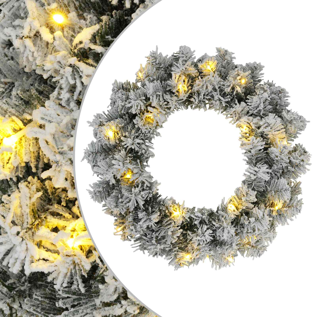Kalėdų Vainikas Žalia ir balta Ø 50 cm PVC 25 LED